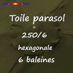 Toile Vert Olive Ø250 cm ( 6 cotés-mât central )-