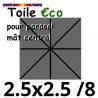 Toile €c☼ 180gr CARREE 2.5x2.5 couleur Gris ( 8 baleines , mât central )