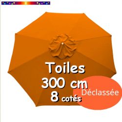 Toile DECLASSEE Orange Capucine Ø300 cm (8 cotés-mât central Lacanau)