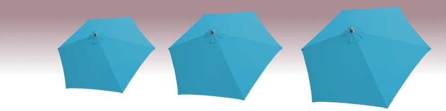 Tous les Parasols de notre collection avec toiles de couleur Bleu Azur