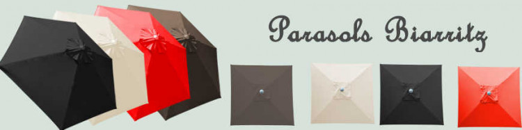 Parasol Biarritz avec toiles de haute qualité classée UPF50+ pour une bonne protection aux rayons du soleil.