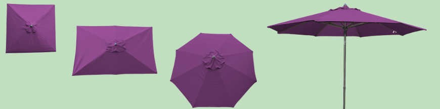Nos parasols avec des toiles de couleur violette
