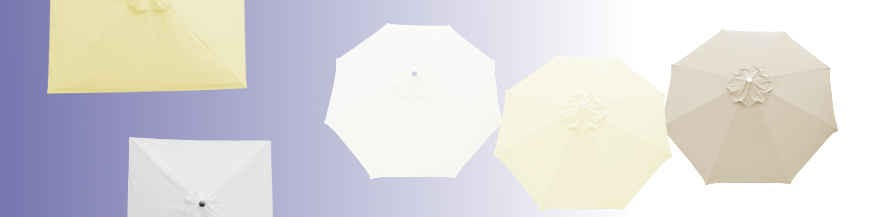 Parasols et Toiles , les Couleurs Nature : Blanc, Ecru, Crème, Grège