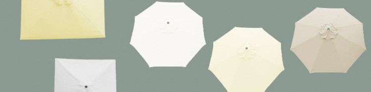 Parasols et Toiles , les Couleurs Nature : Blanc, Ecru, Crème, Grège