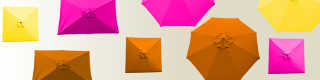 parasols et toiles pour parasols aux couleurs Vives : Orange, Jaune, Rose Fushia
