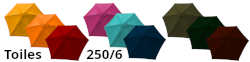 Toiles de remplacement 250/6 hexagonales 6 cotés 6 baleines