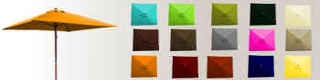 Parasol Lacanau bois 2x2 et sa gamme de couleurs de toiles