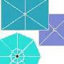 Parasols et Toiles de couleurs Bleu clair, Bleu foncé, Bleu Azur, Bleu Marine, Bleu Turquoise et Violet.